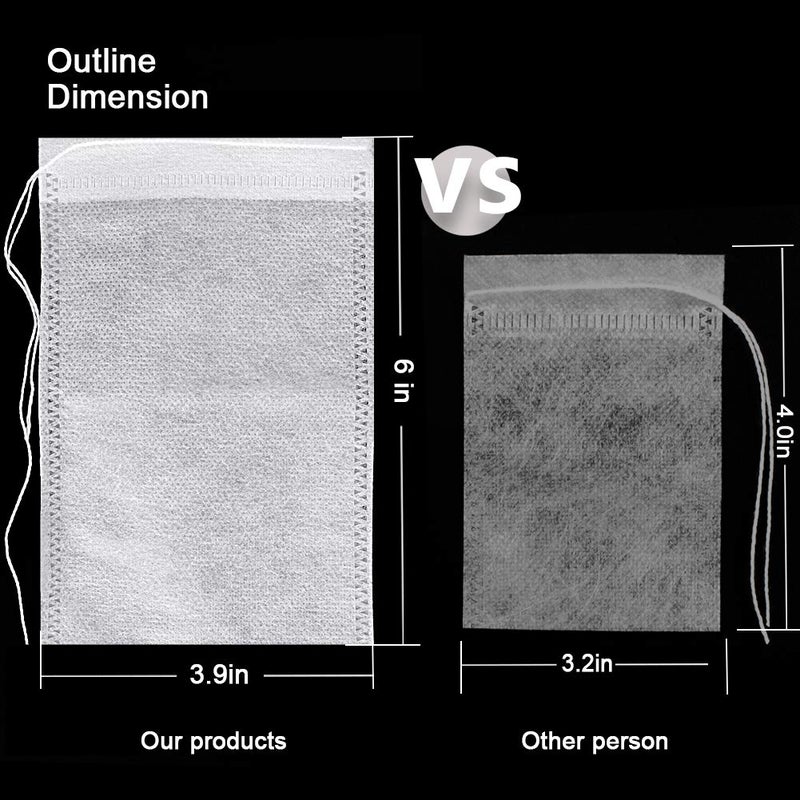 Fenshine 100Pcs Large Tea Bag - Disposable Empty Tea Filter Bags No Mess Mesh Bags with Drawstring for Concentrate/Iced Coffee, Herb, Loose Leaf Tea - Image 2